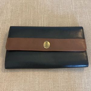 Vintage wallet clutch -black and brown with gold detail